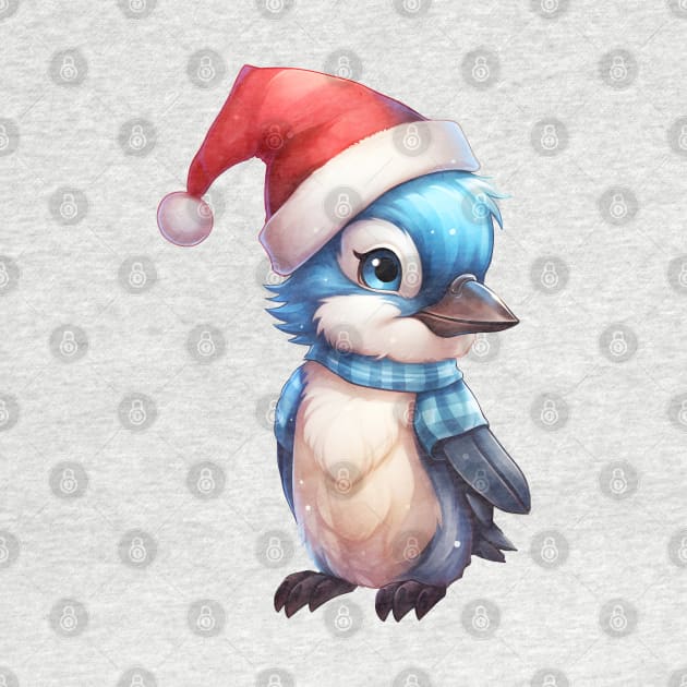 Blue Jay in Santa Hat by Chromatic Fusion Studio